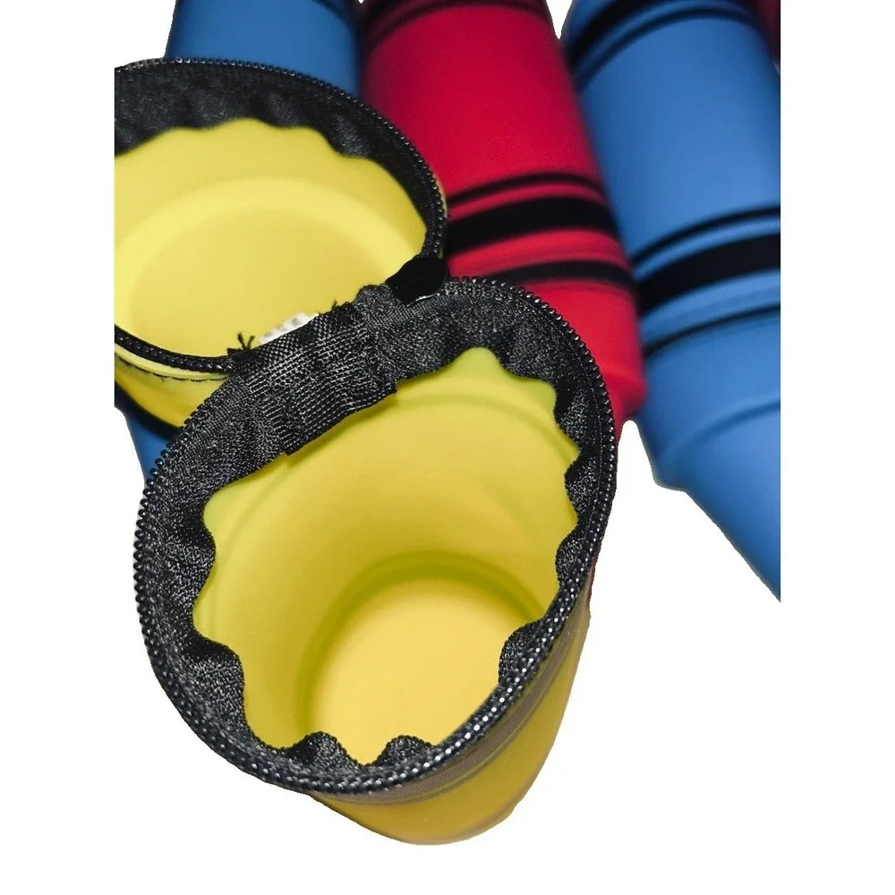 Crayon Shaped Zipper Silicone Pencil Pen Crayons Pouch  Set Of 6